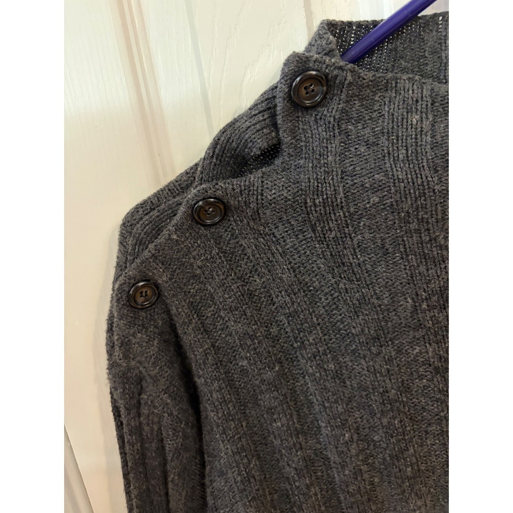 Armani Collezioni Sweater Womens Large Grey Silk Cashmere Ribbed Button Shoulder - Picture 5 of 7